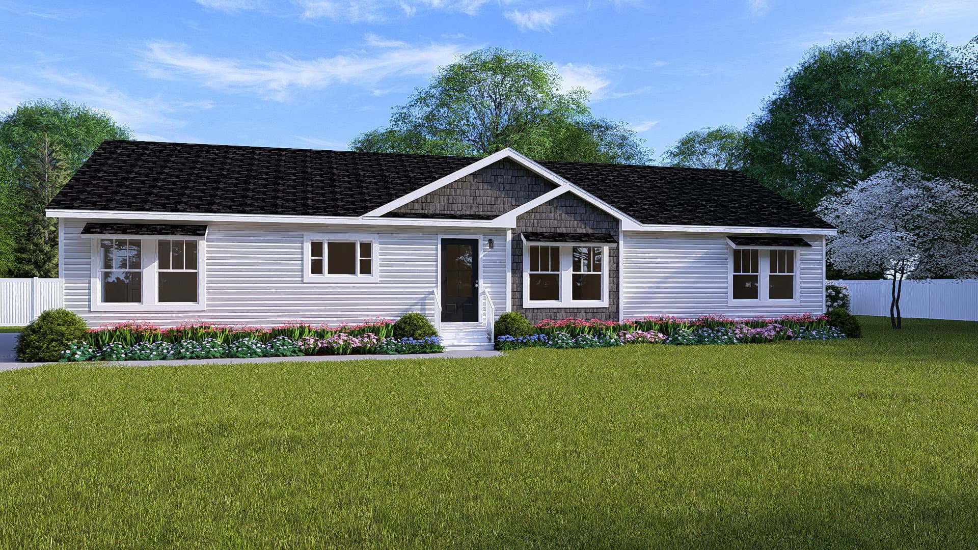 The classic mod hero, elevation, and exterior home features