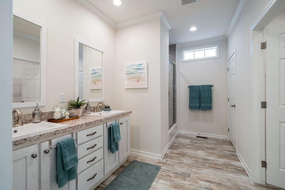 The cottage mod bathroom home features