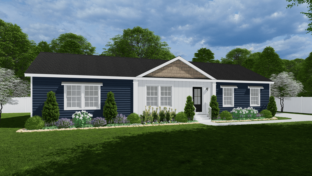 The whitecap mod hero, elevation, and exterior home features